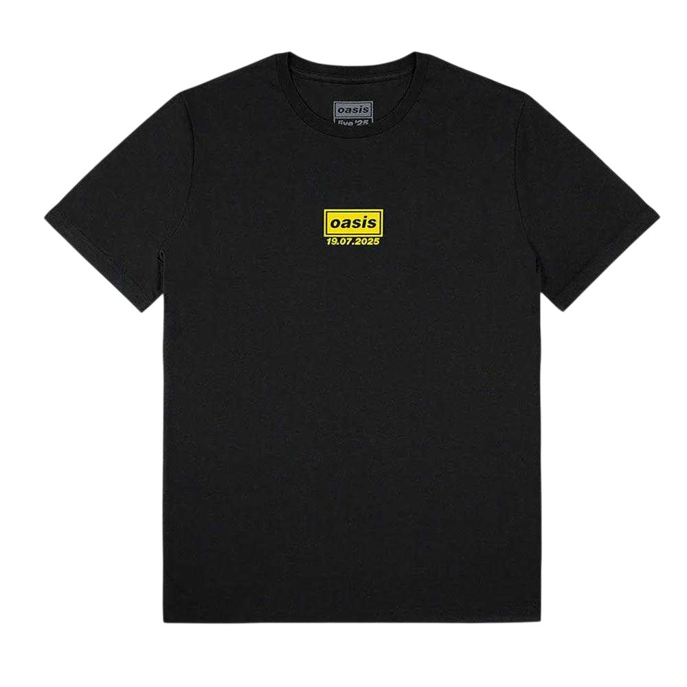 Black - Front - Oasis Unisex Adult Manchester 19 July Event Back Print T-Shirt