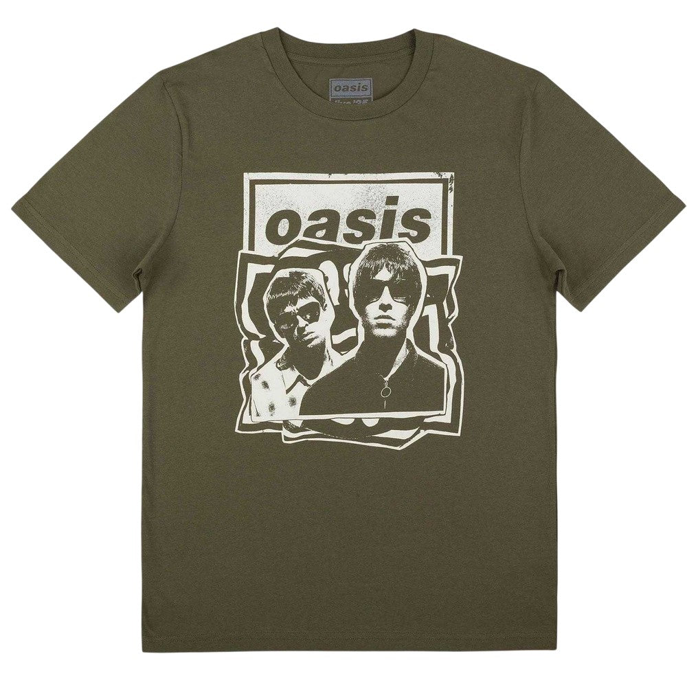 Khaki Green - Front - Oasis Unisex Adult Cut Out Photo Print T-Shirt
