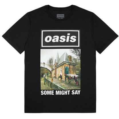 Black - Front - Oasis Unisex Adult Some Might Say Cover T-Shirt