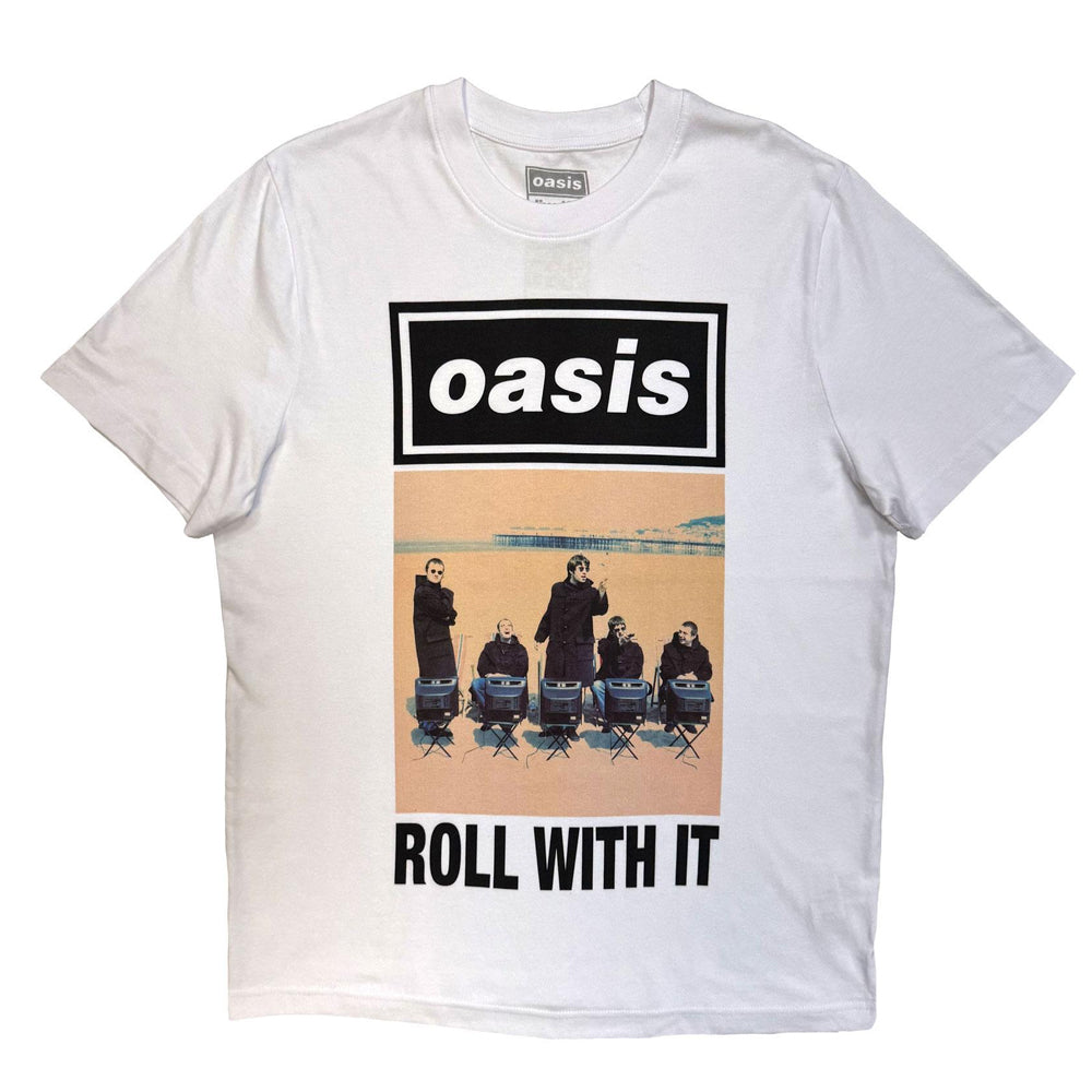 White - Front - Oasis Unisex Adult Roll With It Cover T-Shirt