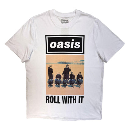 White - Front - Oasis Unisex Adult Roll With It Cover T-Shirt