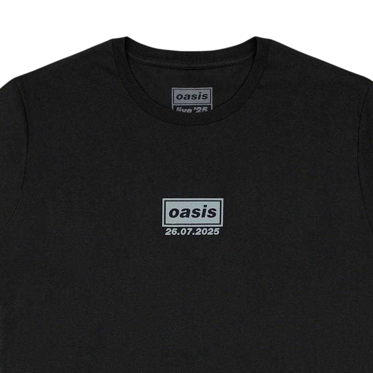Black - Side - Oasis Unisex Adult London 26 July Event Back Print T-Shirt