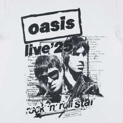 White - Side - Oasis Unisex Adult Live ´25 Rock N Roll Star T-Shirt