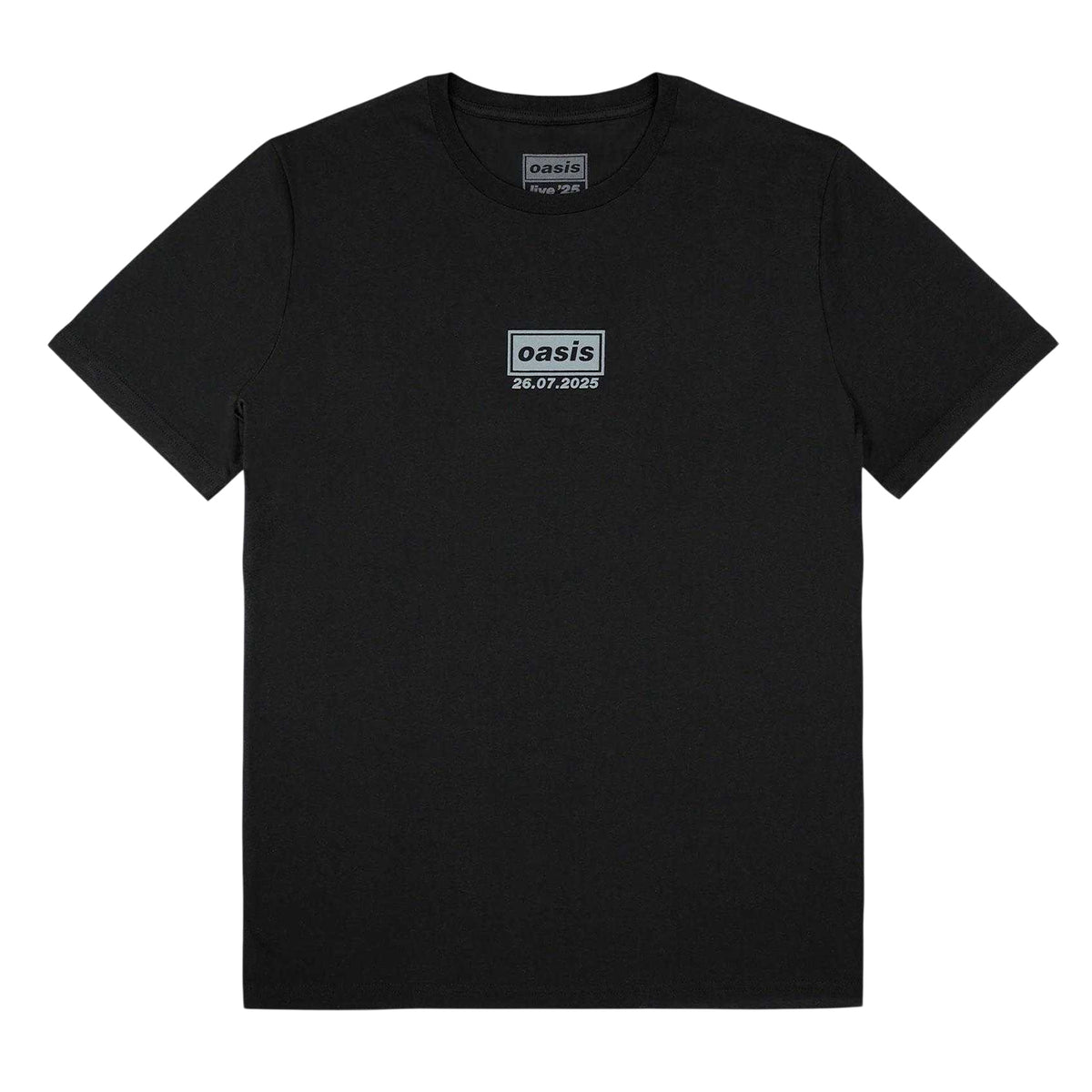 Black - Front - Oasis Unisex Adult London 25 July Event Back Print T-Shirt
