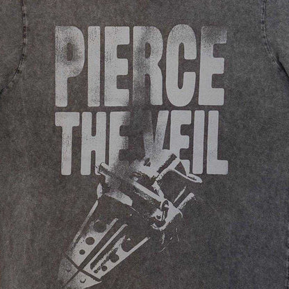 Charcoal Grey - Side - Pierce The Veil Unisex Adult Text Stone Wash T-Shirt