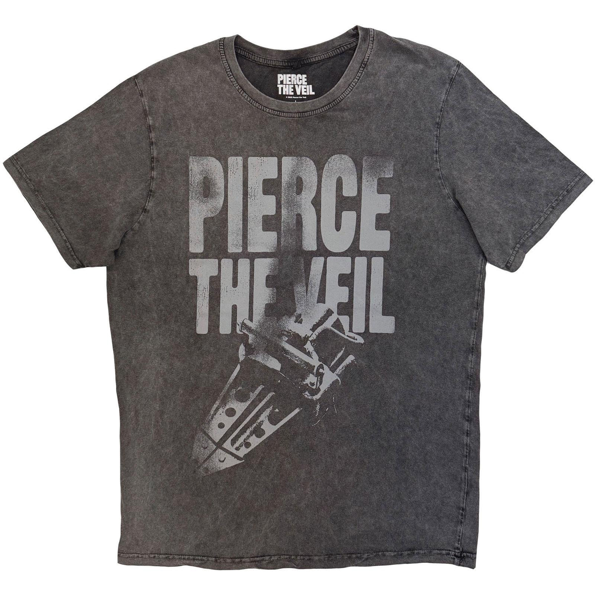 Charcoal Grey - Front - Pierce The Veil Unisex Adult Text Stone Wash T-Shirt