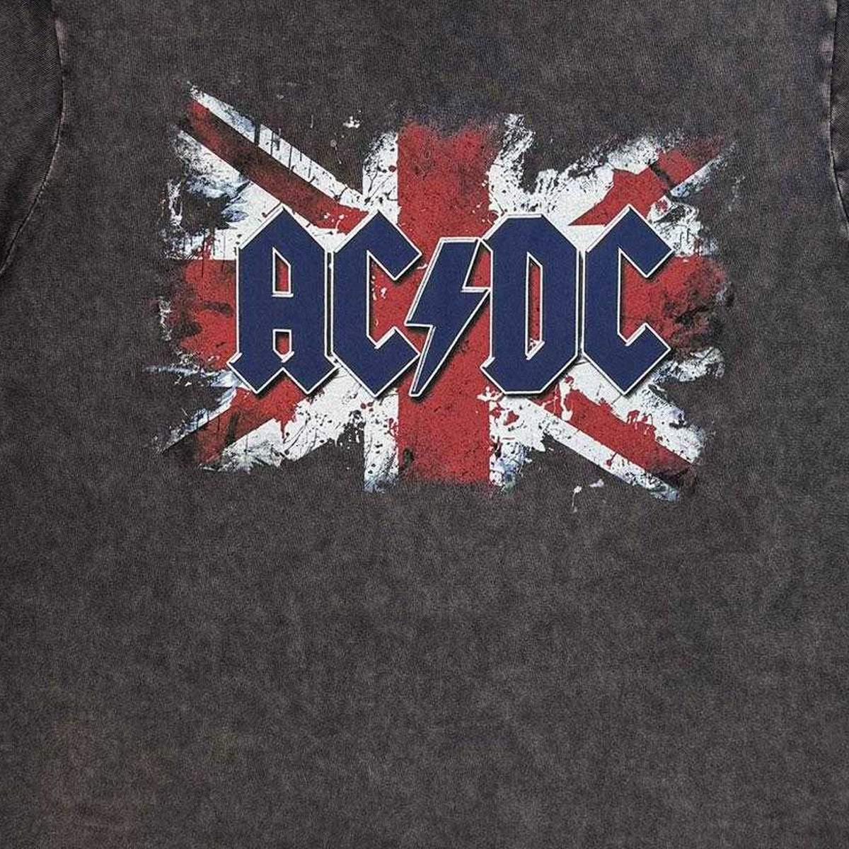 Charcoal Grey - Side - AC-DC Unisex Adult Logo Stone Wash T-Shirt