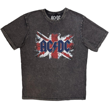 Charcoal Grey - Front - AC-DC Unisex Adult Logo Stone Wash T-Shirt