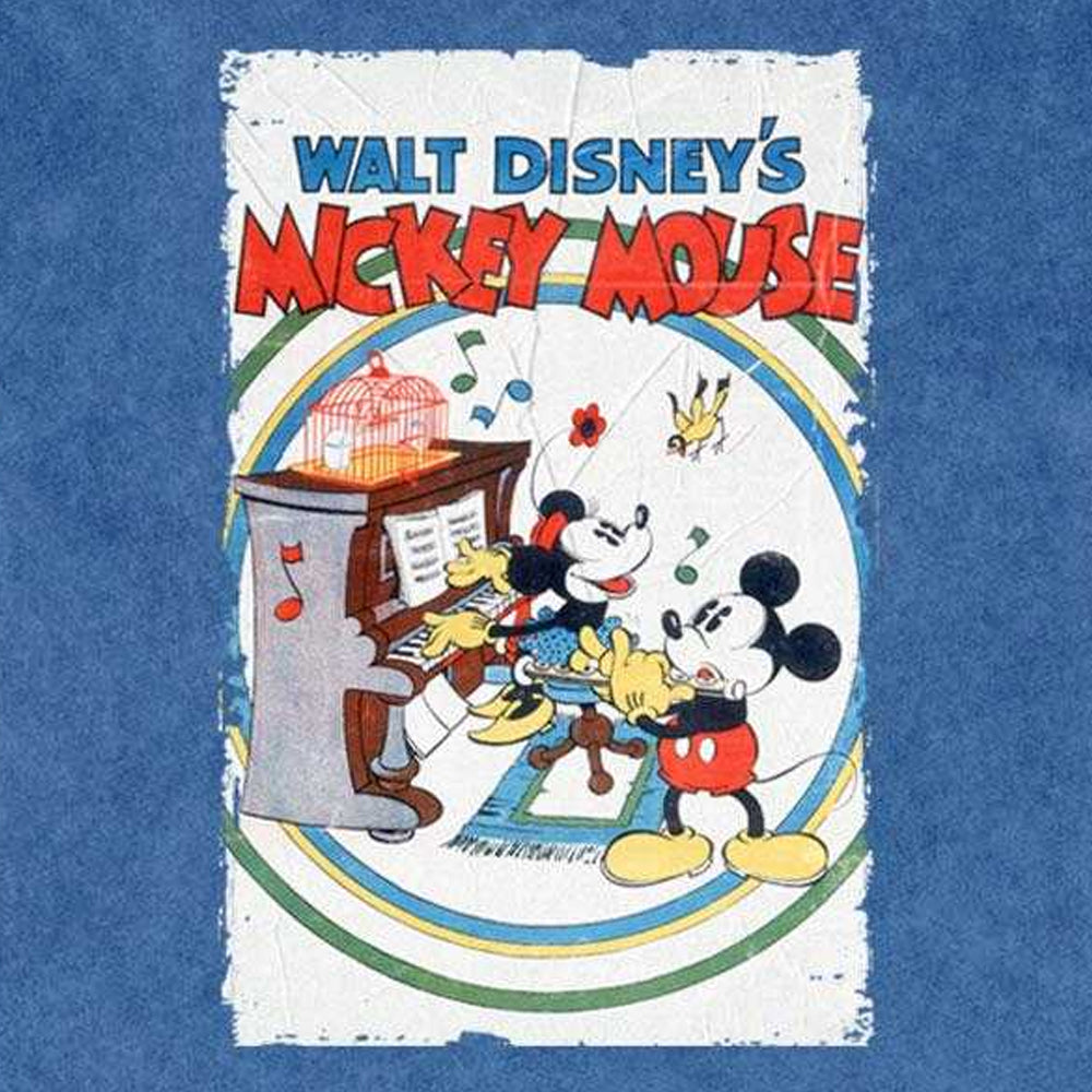 Denim Blue - Side - Disney Unisex Adult Mickey & Minnie Mouse Piano Stone Wash T-Shirt