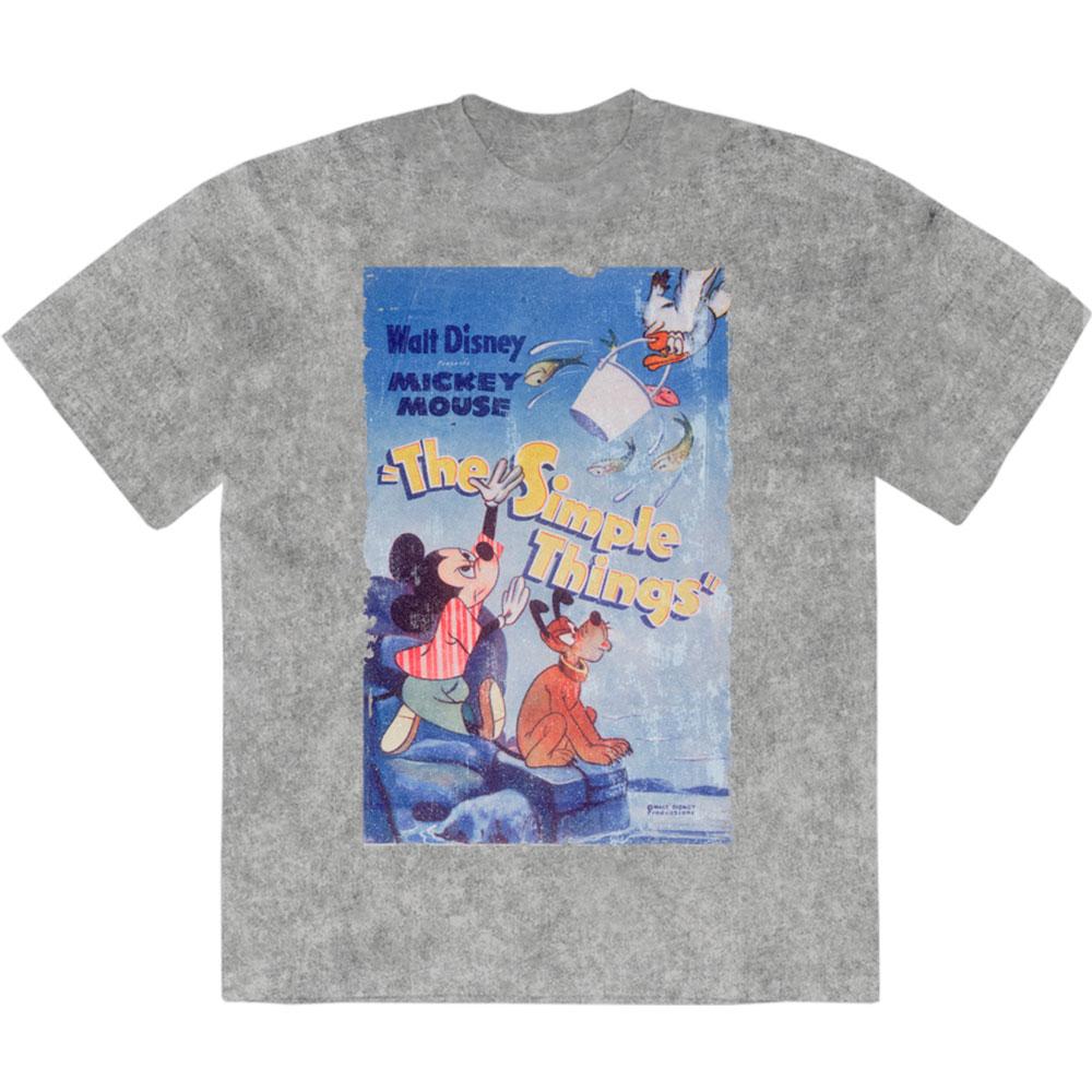 Grey - Front - Disney Unisex Adult The Simple Things Mickey Stone Wash T-Shirt