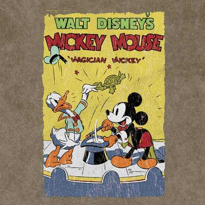 Green - Side - Disney Unisex Adult Mickey The Magician Stone Wash T-Shirt