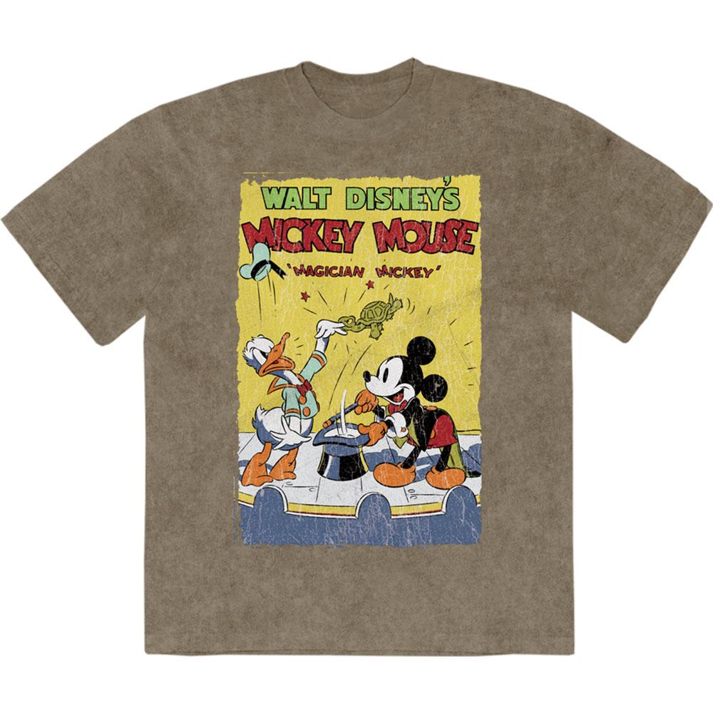 Green - Front - Disney Unisex Adult Mickey The Magician Stone Wash T-Shirt