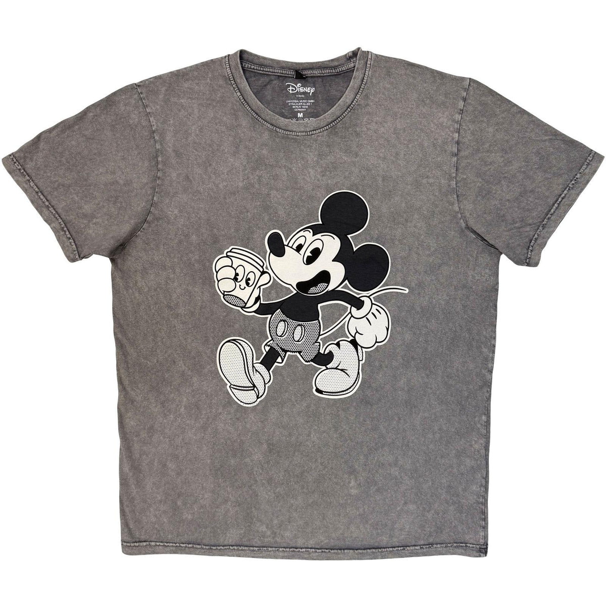 Grey - Front - Disney Unisex Adult Mickey Walking Stone Wash T-Shirt