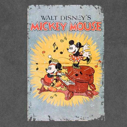 Charcoal Grey - Side - Disney Unisex Adult Mickey Piano Stone Wash T-Shirt