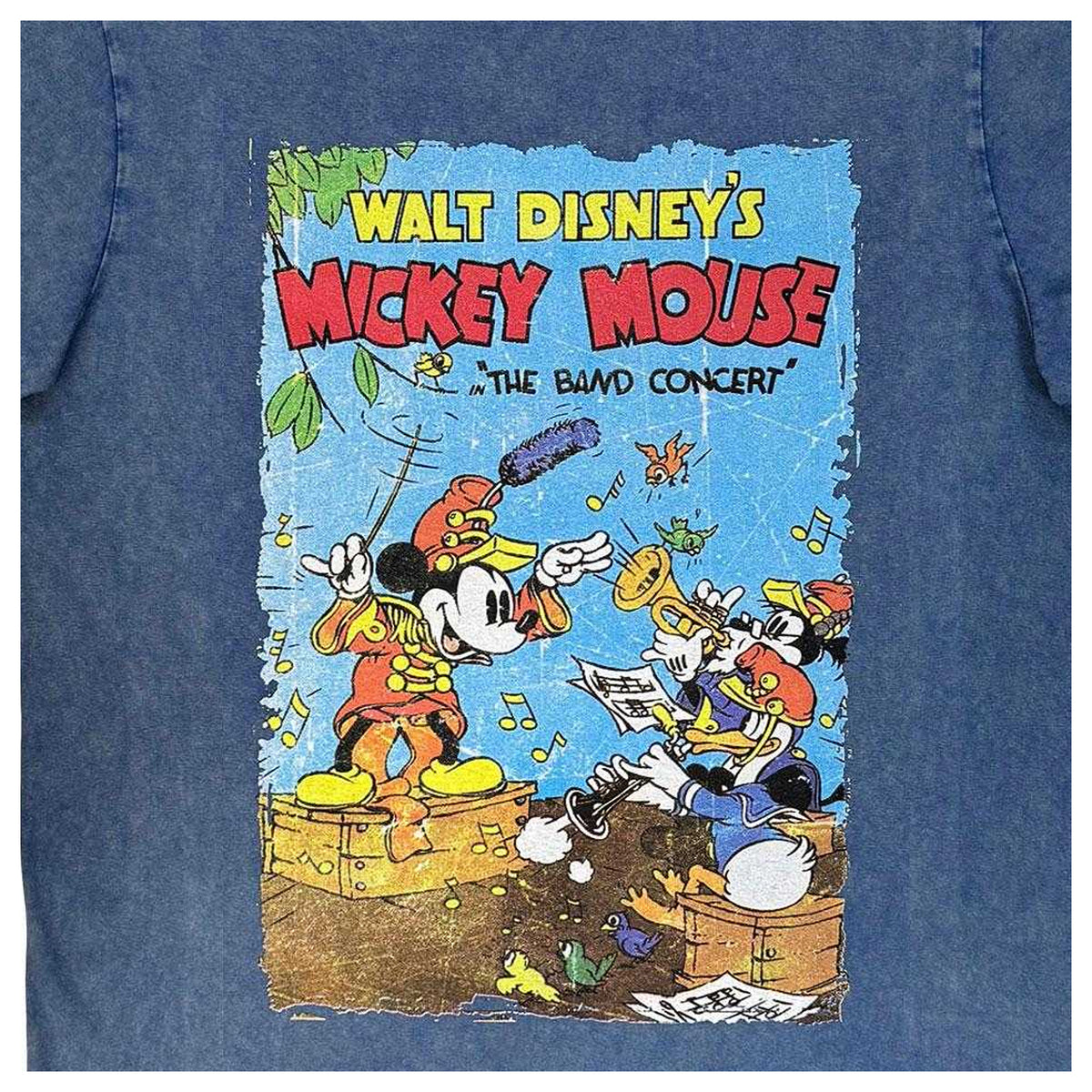 Denim Blue - Side - Disney Unisex Adult The Band Concert Mickey Stone Wash T-Shirt
