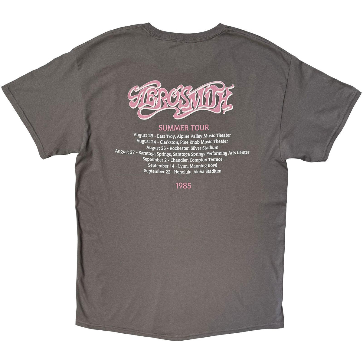 Charcoal Grey - Back - Aerosmith Unisex Adult Summer Tour 1985 Back Print T-Shirt