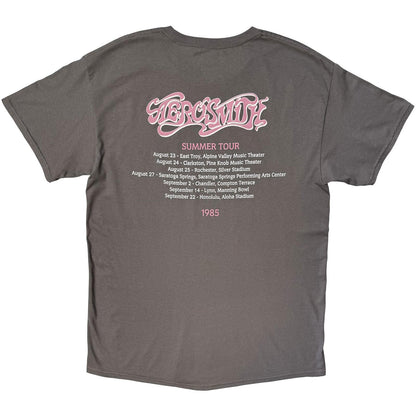Charcoal Grey - Back - Aerosmith Unisex Adult Summer Tour 1985 Back Print T-Shirt