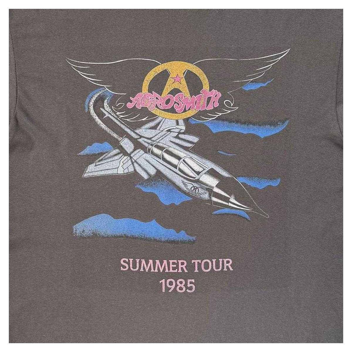 Charcoal Grey - Side - Aerosmith Unisex Adult Summer Tour 1985 Back Print T-Shirt