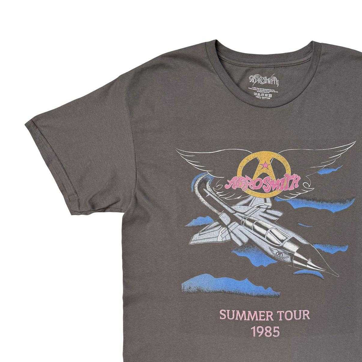Charcoal Grey - Lifestyle - Aerosmith Unisex Adult Summer Tour 1985 Back Print T-Shirt