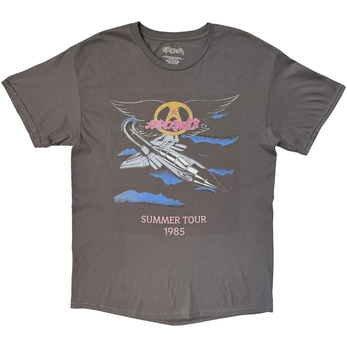 Charcoal Grey - Front - Aerosmith Unisex Adult Summer Tour 1985 Back Print T-Shirt