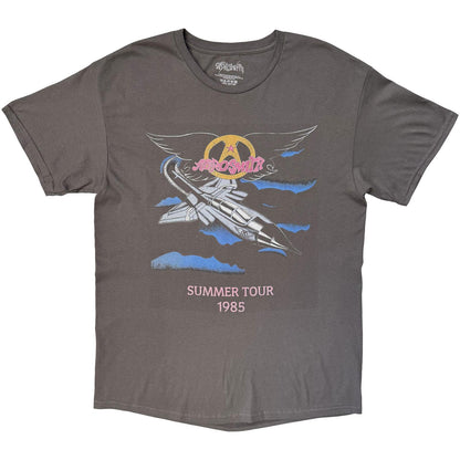 Charcoal Grey - Front - Aerosmith Unisex Adult Summer Tour 1985 Back Print T-Shirt