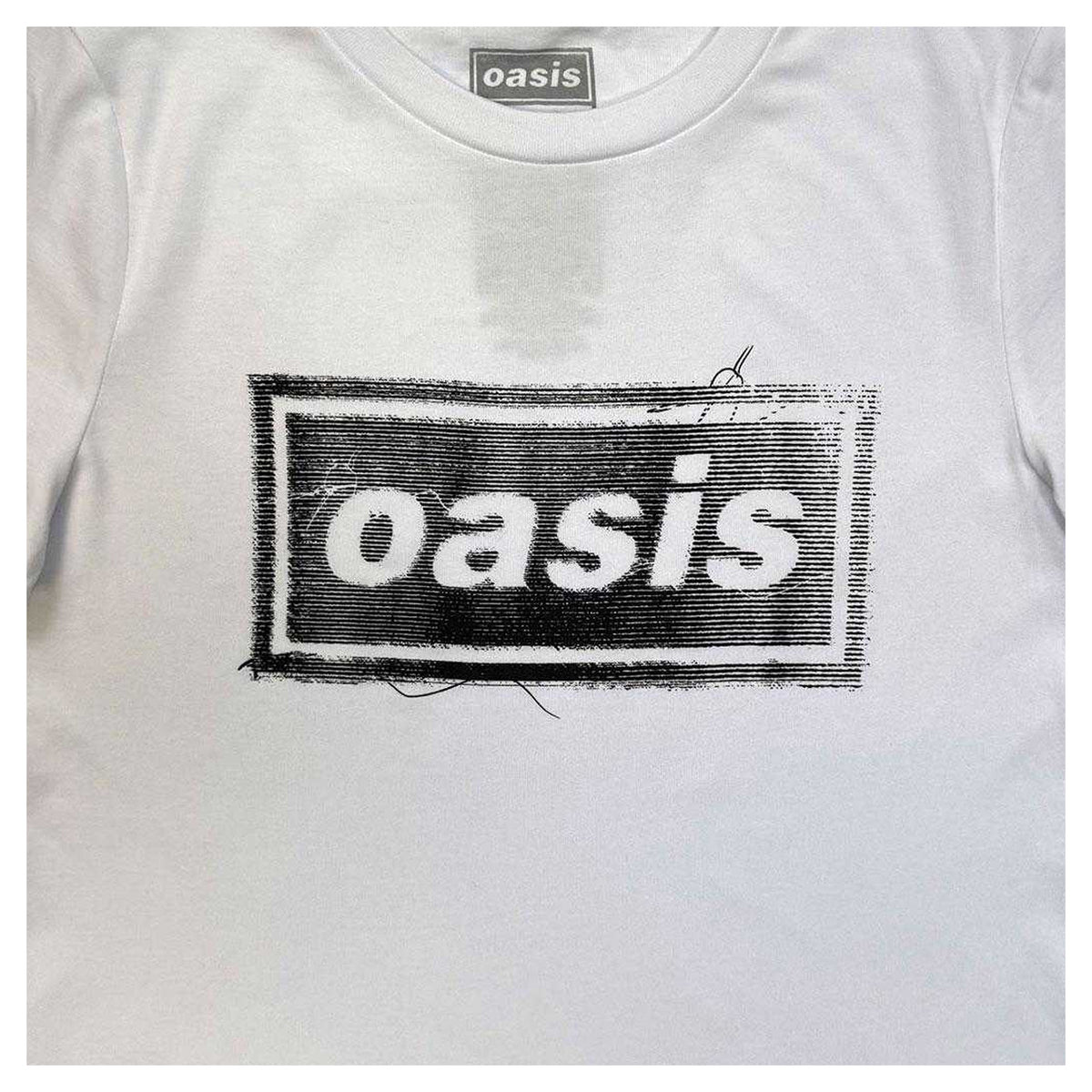 White - Side - Oasis Womens-Ladies Threaded Logo Fitted T-Shirt