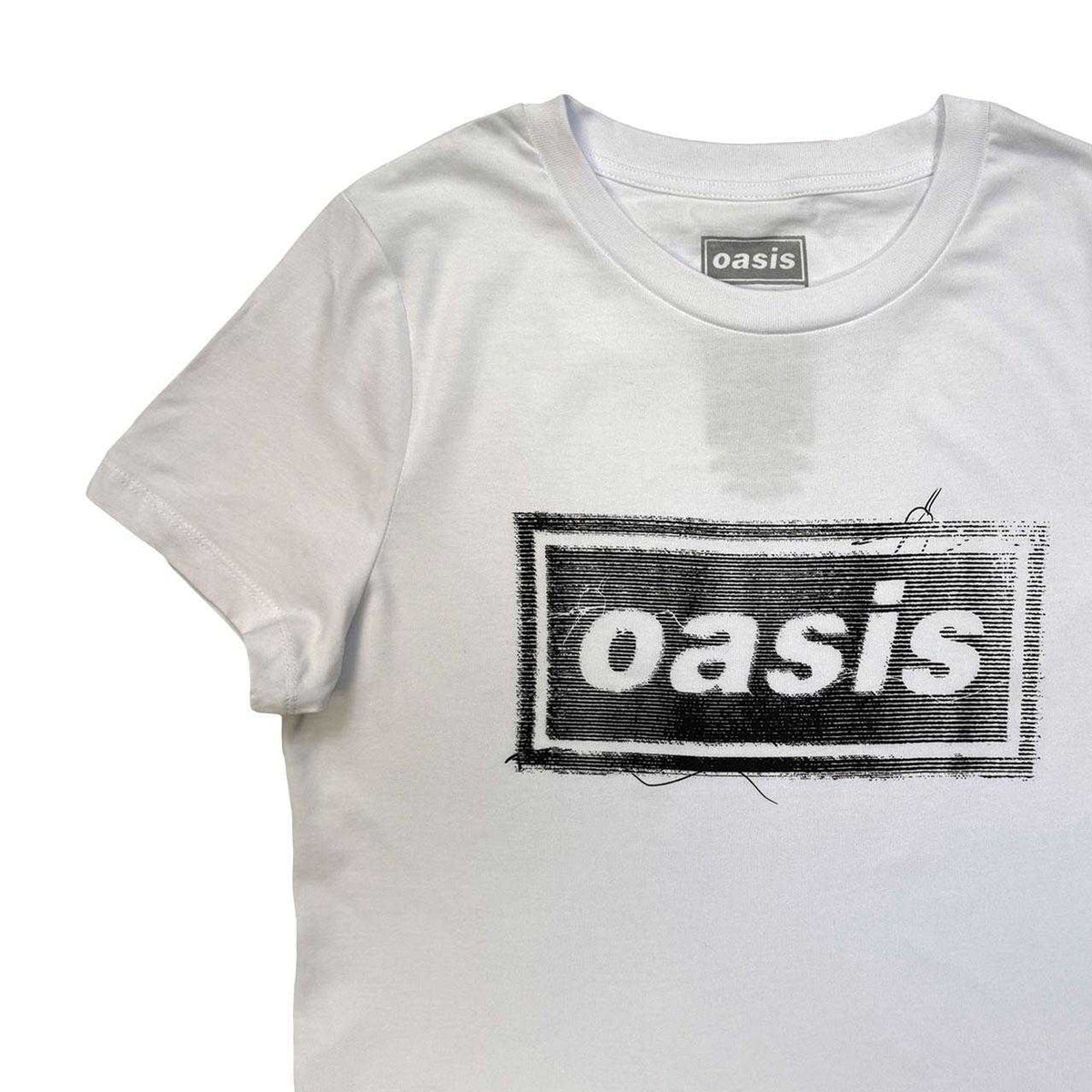 White - Lifestyle - Oasis Womens-Ladies Threaded Logo Fitted T-Shirt