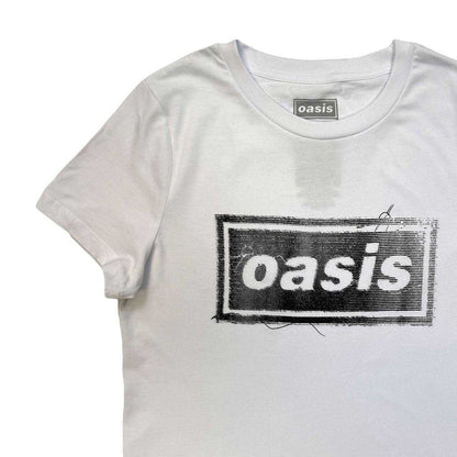 White - Lifestyle - Oasis Womens-Ladies Threaded Logo Fitted T-Shirt