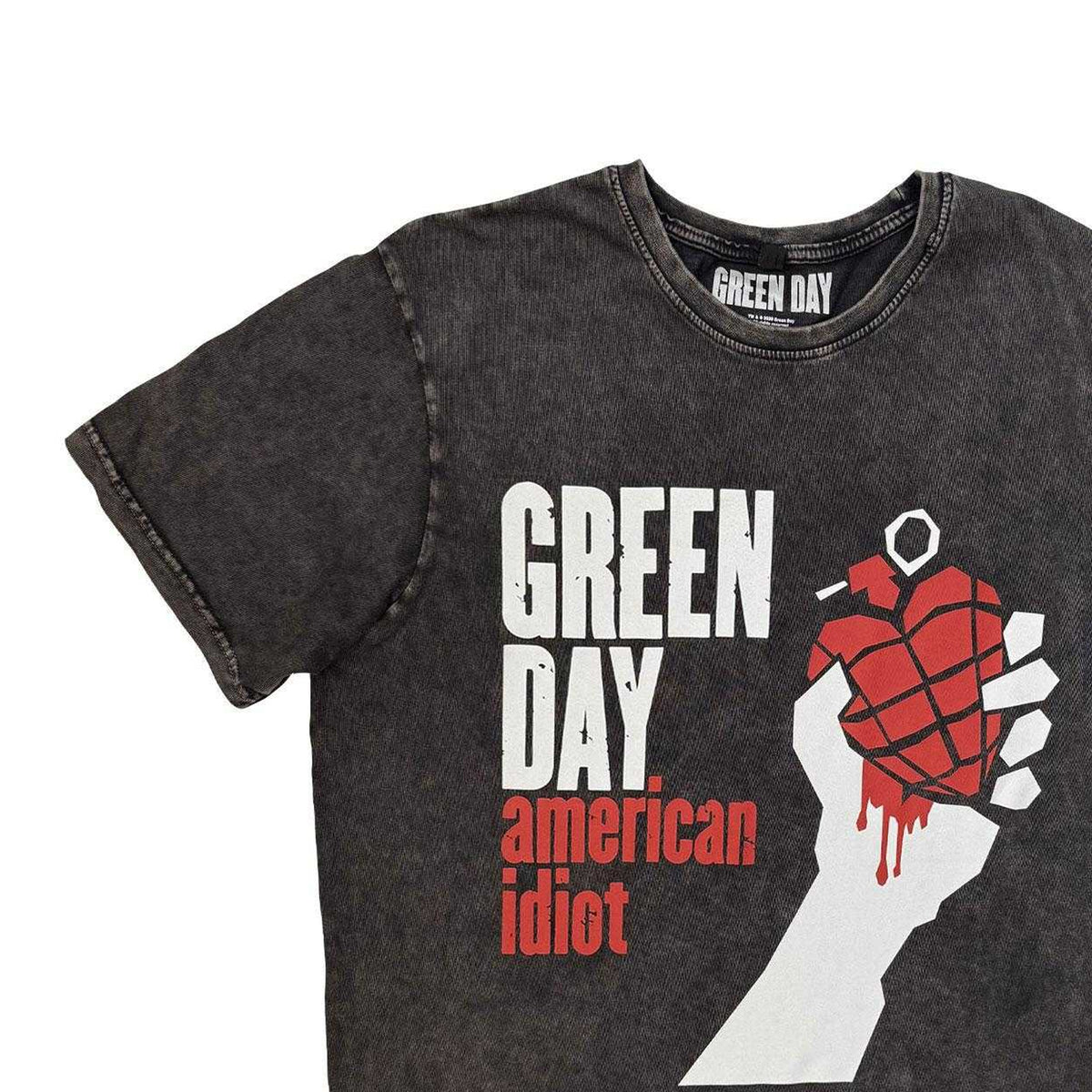 Charcoal Grey - Side - Green Day Unisex Adult American Idiot Stone Wash T-Shirt