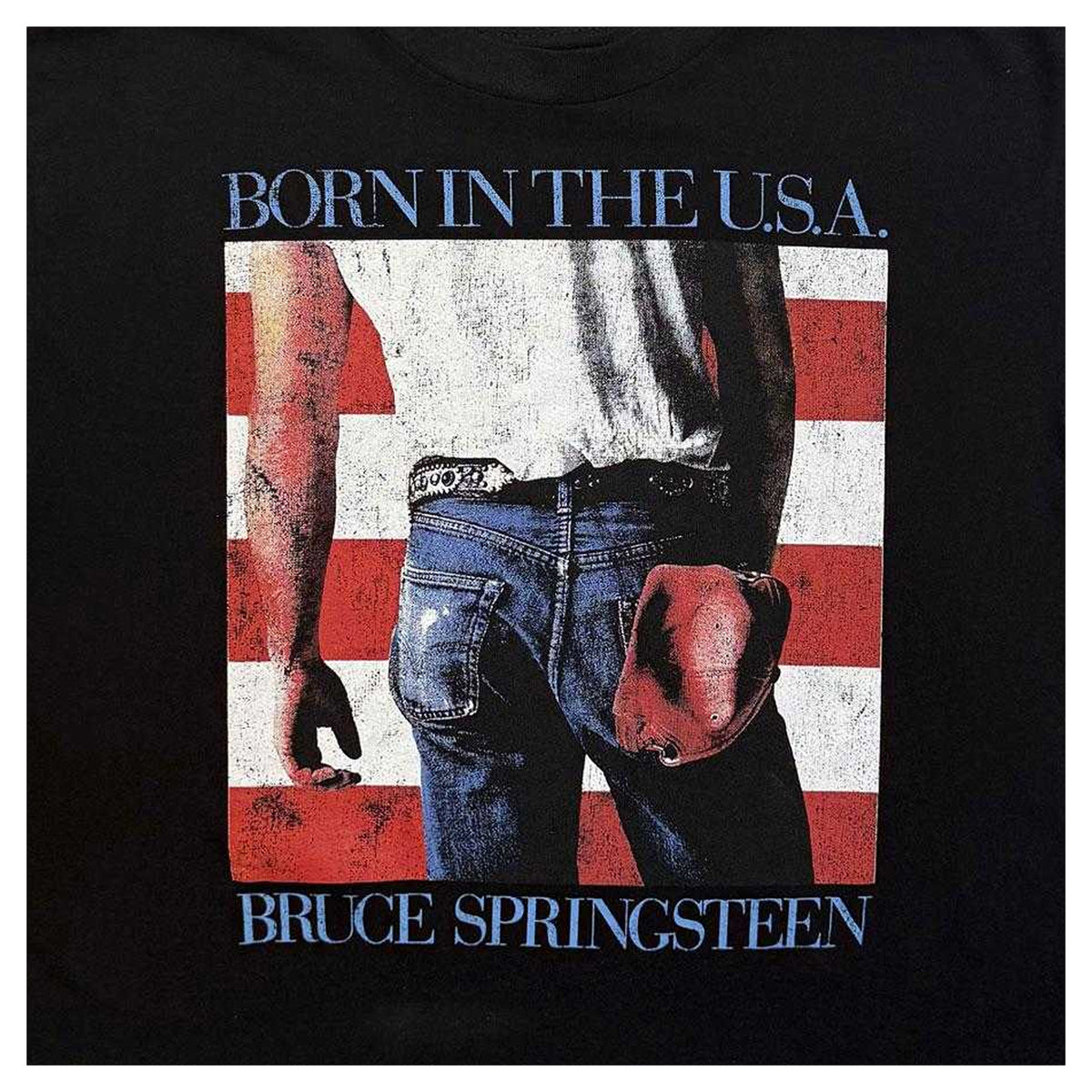Black - Side - Bruce Springsteen Womens-Ladies Born in the USA Crop Top