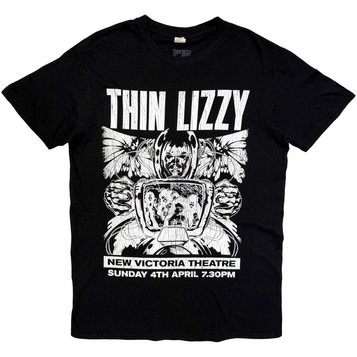 Black - Front - Thin Lizzy Unisex Adult Jailbreak Live In Cleveland ´76 Flyer Back Print T-Shirt
