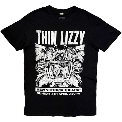 Black - Front - Thin Lizzy Unisex Adult Jailbreak Live In Cleveland ´76 Flyer Back Print T-Shirt