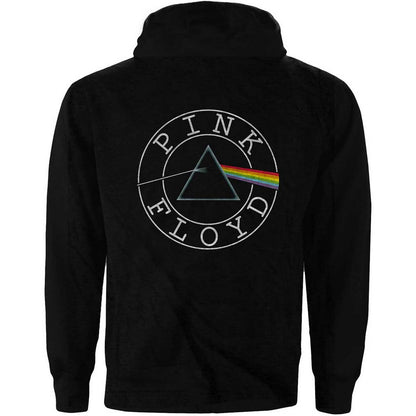 Black - Back - Pink Floyd Womens-Ladies Circle Logo Full Zip Hoodie