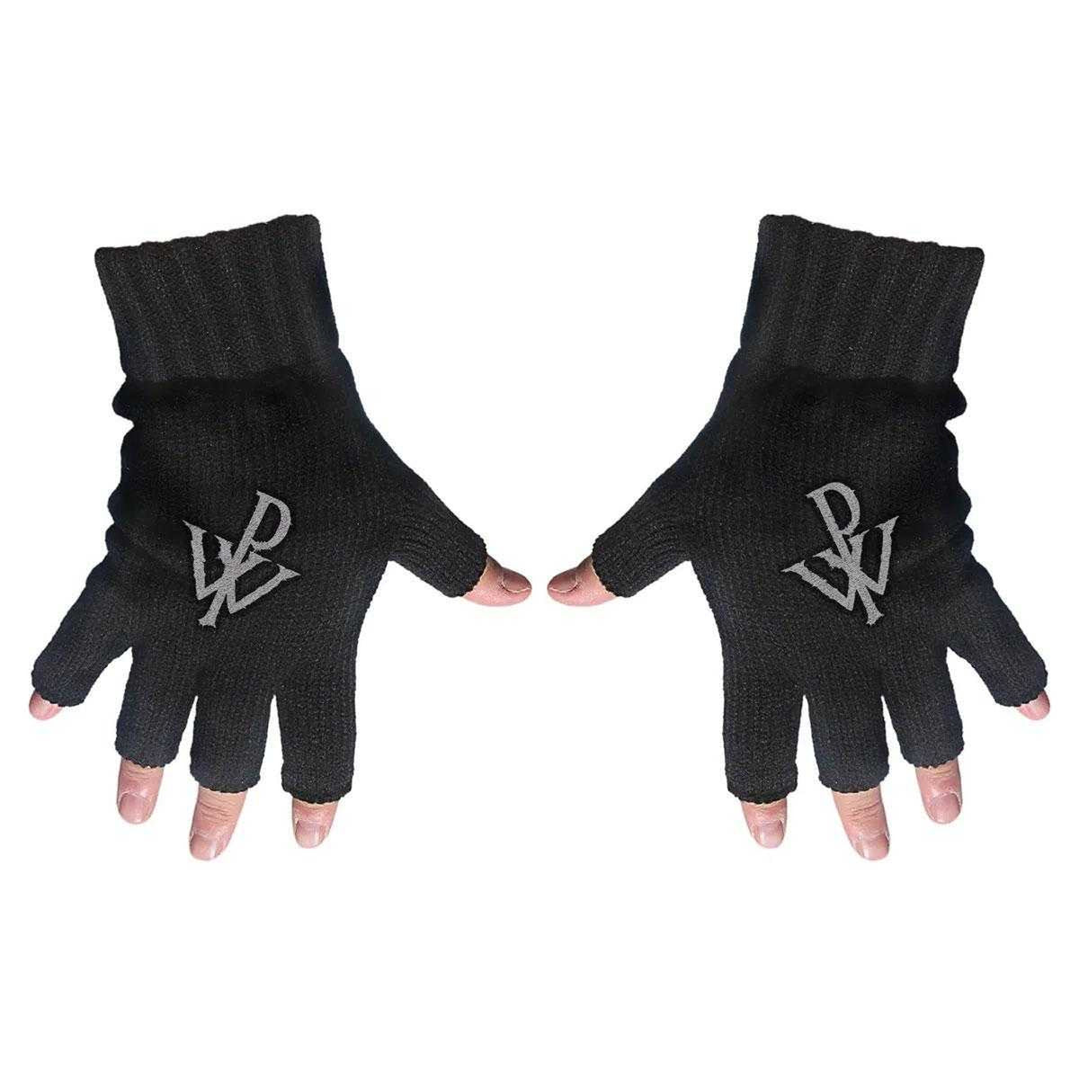 Black - Side - Powerwolf Unisex Adult Logo Fingerless Gloves