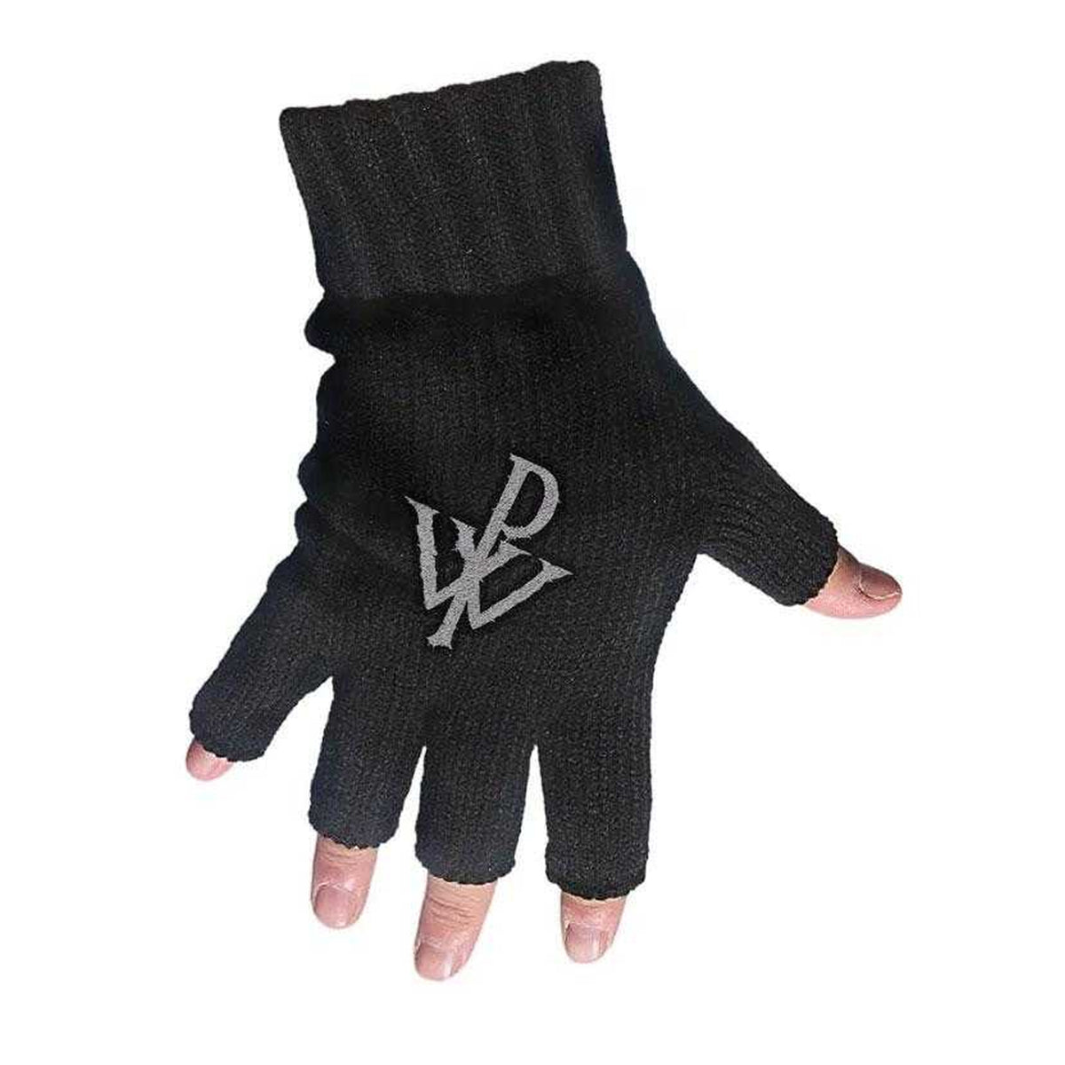 Black - Front - Powerwolf Unisex Adult Logo Fingerless Gloves