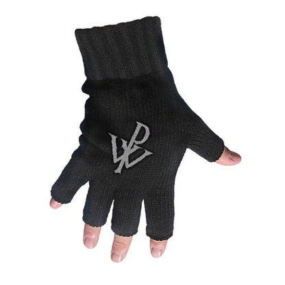 Black - Front - Powerwolf Unisex Adult Logo Fingerless Gloves