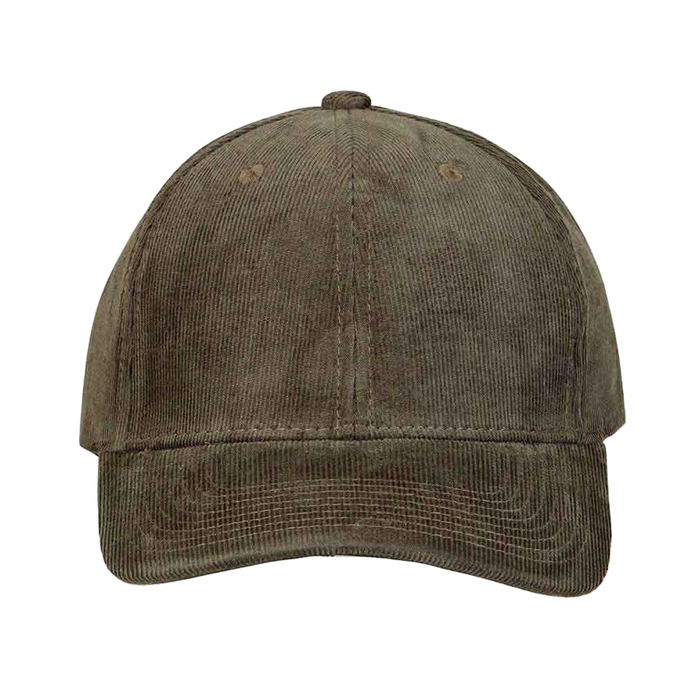 Olive Green - Side - Tokyo Time Unisex Adult Corduroy Baseball Cap