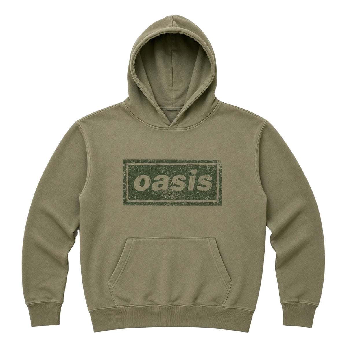 Green - Front - Oasis Unisex Adult Lino Logo Hoodie