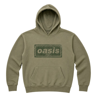 Green - Front - Oasis Unisex Adult Lino Logo Hoodie