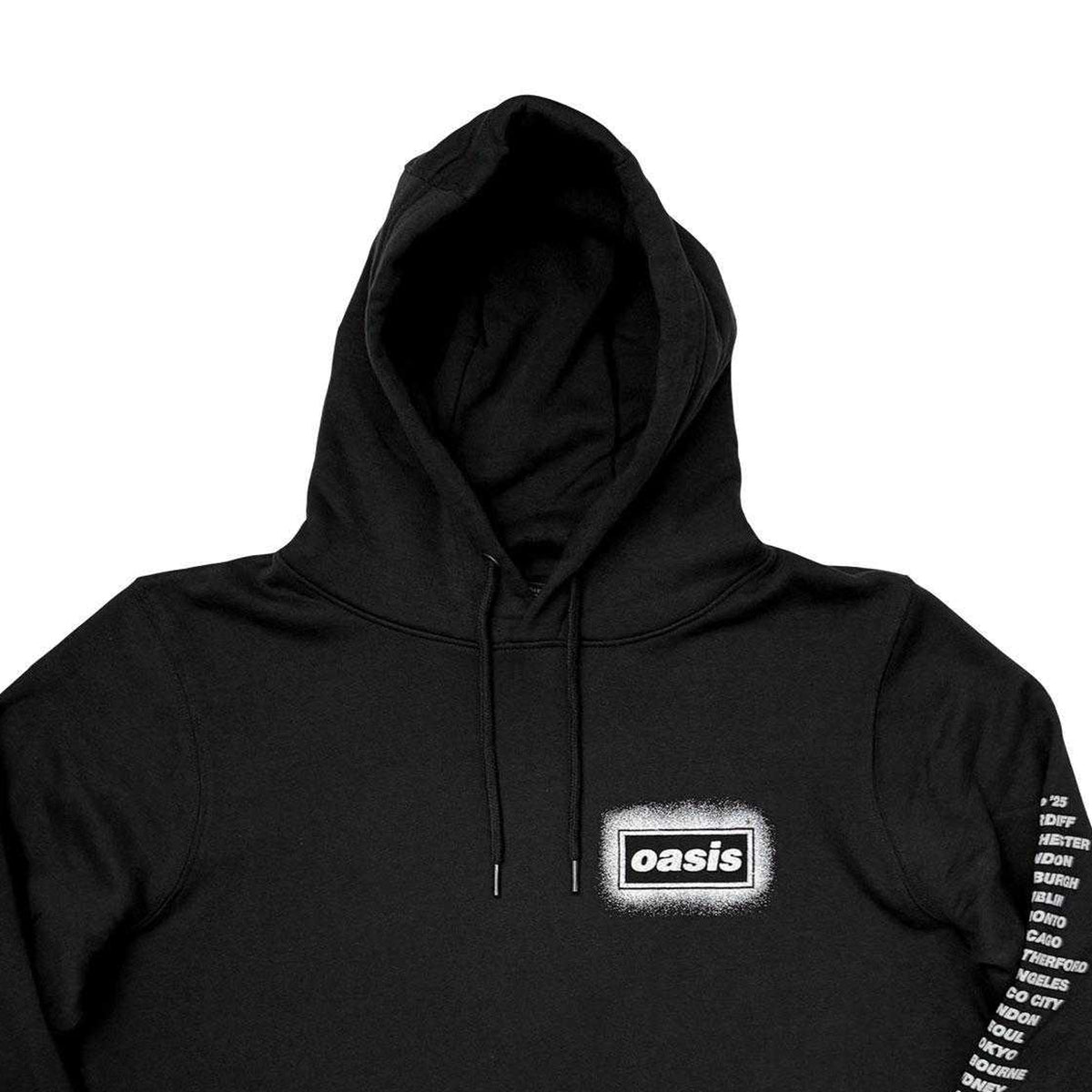 Black - Side - Oasis Unisex Adult Live ´25 World Tour Spray Logo Back & Sleeve Print Hoodie