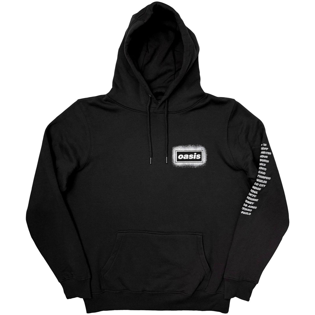 Black - Front - Oasis Unisex Adult Live ´25 World Tour Spray Logo Back & Sleeve Print Hoodie