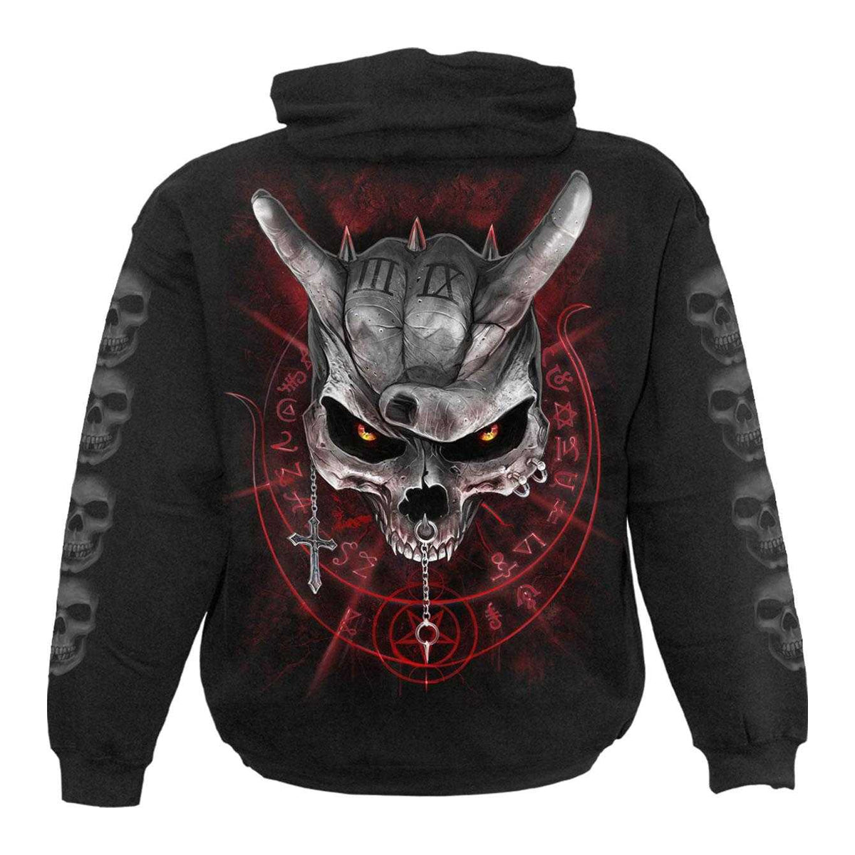 Black - Back - Spiral Direct Unisex Adult Never Too Loud Back & Sleeve Print Hoodie