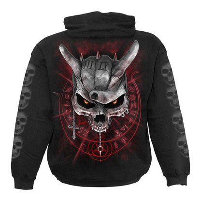 Black - Back - Spiral Direct Unisex Adult Never Too Loud Back & Sleeve Print Hoodie