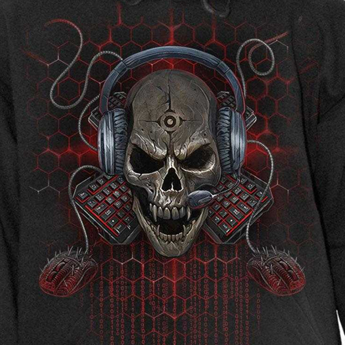 Black - Side - Spiral Direct Unisex Adult PC Gamer Back & Sleeve Print Hoodie