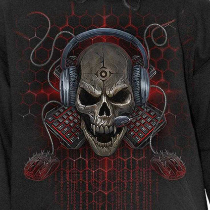 Black - Side - Spiral Direct Unisex Adult PC Gamer Back & Sleeve Print Hoodie
