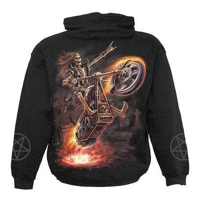 Black - Back - Spiral Direct Unisex Adult Hell Rider Back & Sleeve Print Hoodie
