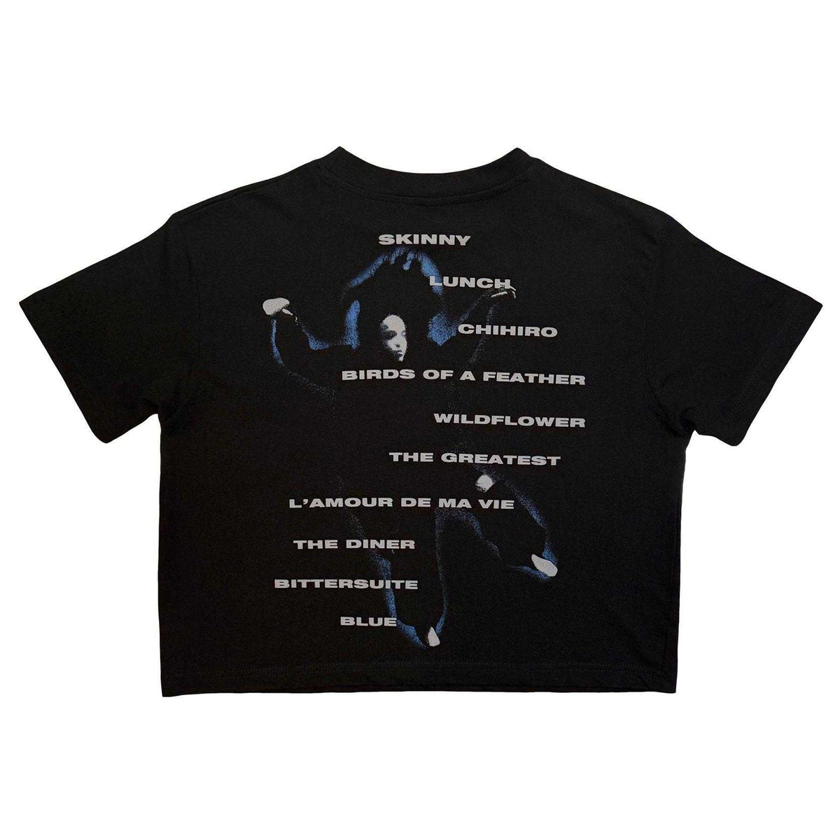 Black - Back - Billie Eilish Womens-Ladies HMHAS Tracklist Back Print Crop Top