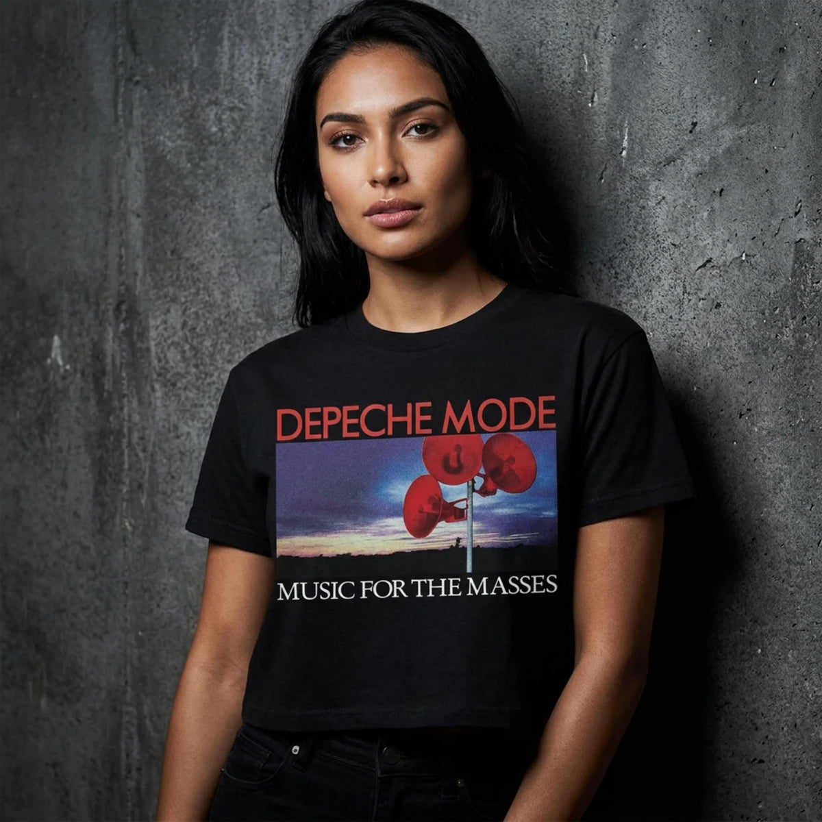 Black - Side - Depeche Mode Womens-Ladies Music For The Masses Crop Top