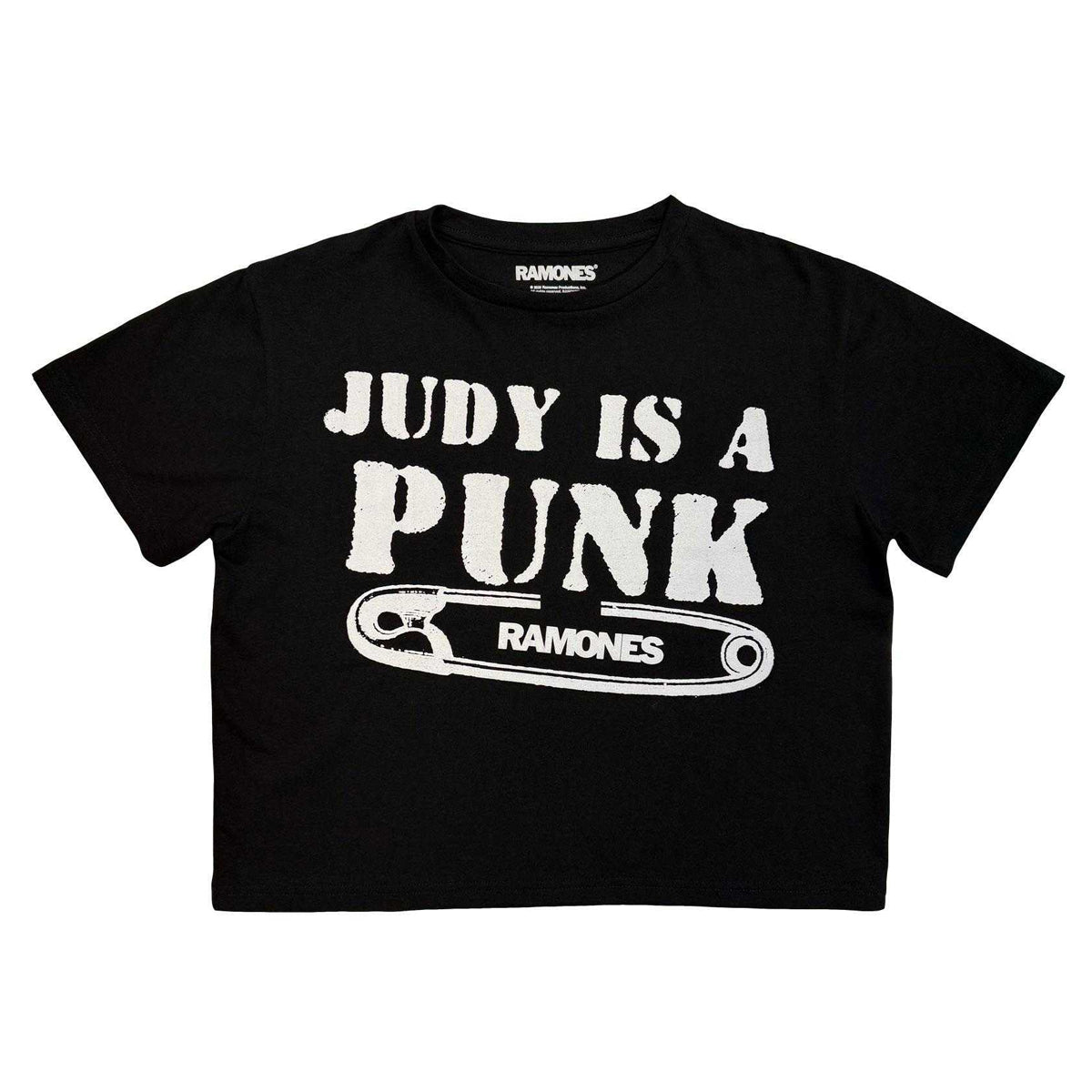 Black - Front - Ramones Womens-Ladies Judy Is A Punk Crop Top