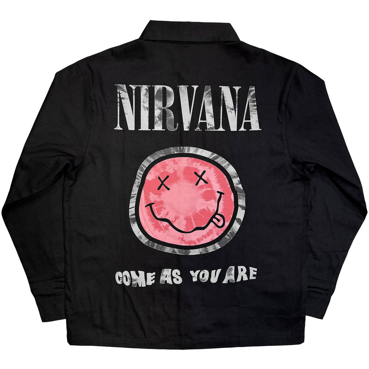 Black - Back - Nirvana Unisex Adult Come As You Are Happy Face Back Print Shirt